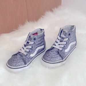 Toddler Vans Sk8-Hi Zip Glitter Grey Pewter 6